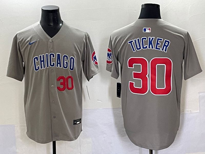 Men 2025 Chicago Cubs #30 Tucker Grey Game Nike MLB Jersey style 7033->chicago cubs->MLB Jersey